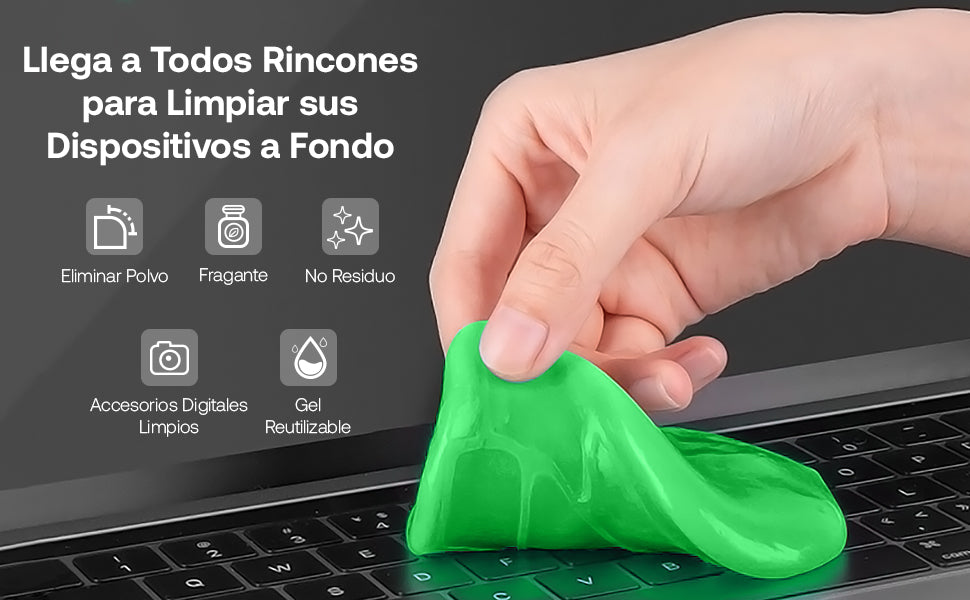 Gel limpiador para rincones del auto y teclados