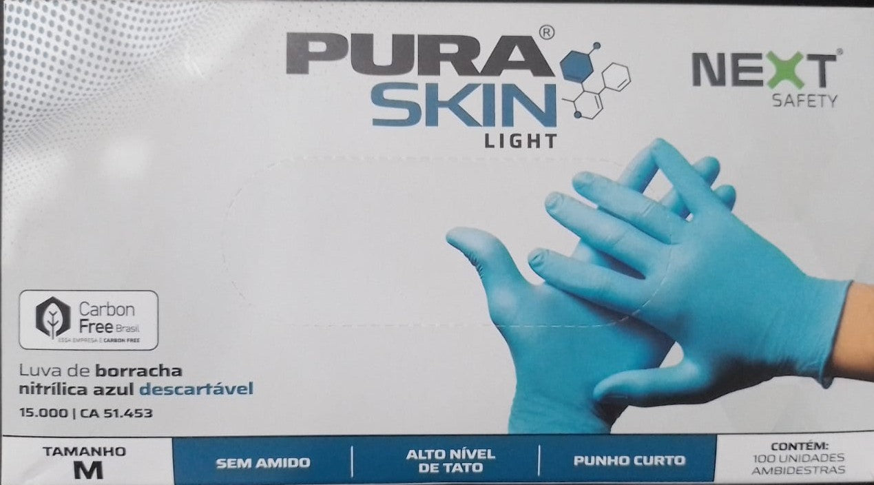 Caja de 100 guantes de nitrilo azul sin polvo