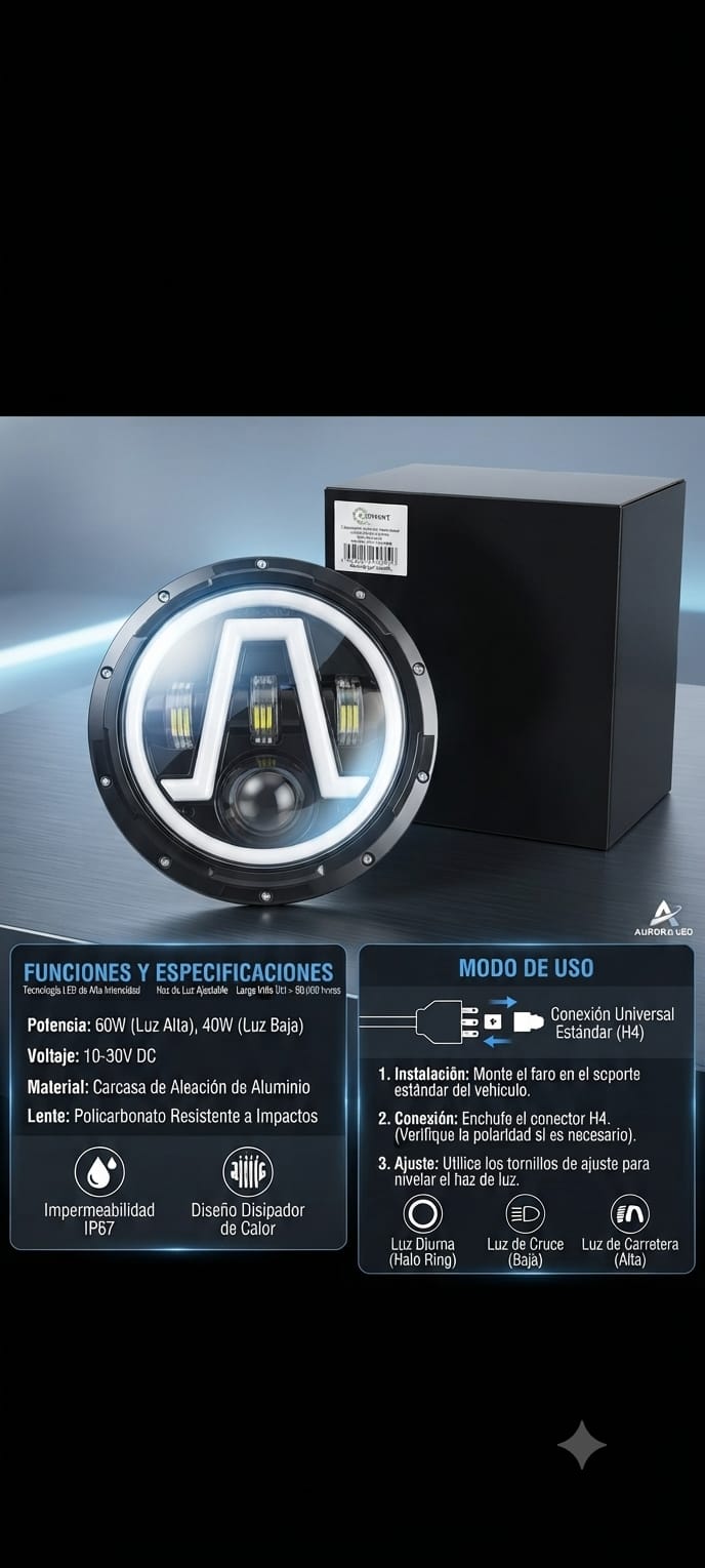 Faro LED Auxiliar para Moto
